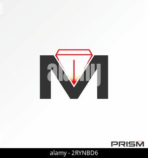 Logo design graphic concept creative abstract premium vector sign stock unique initial M font with lines pyramid prism. Related to monogram geometric Stock Vector