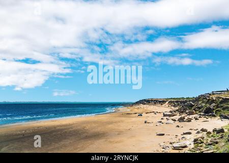 Beautiful blue sea and empty beach Stock Photo