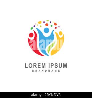 Global community logo, creative teamwork logo design vector Stock Vector