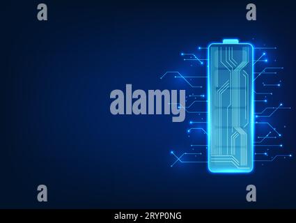 Battery technology Inside there is a circuit connected with the surrounding circuit board. Battery technology is a portable energy storage technology Stock Vector