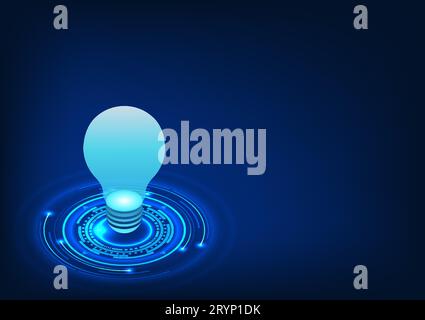 Light bulb technology is placed on the technology circle Finding information or new ideas by using technology to help increase efficiency and speed in Stock Vector
