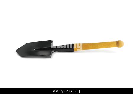 Black sapper blade. Close-up. Isolated on white background. Stock Photo
