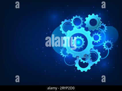 Gear technology The gears are stacked on top of each other with their constituent elements. Technology is the driving force behind the advancement of Stock Vector