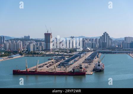 Container terminal in the Port of Incheon in South Korea on 2 October 2023 Stock Photo