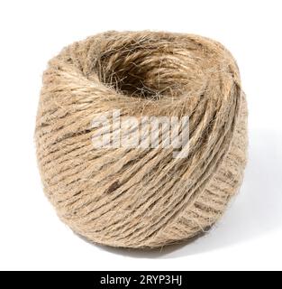 Skein of brown thread on a white isolated background Stock Photo