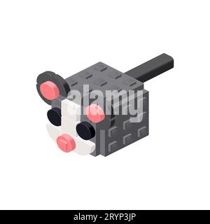 Gray mouse in isometry. Vector Stock Vector