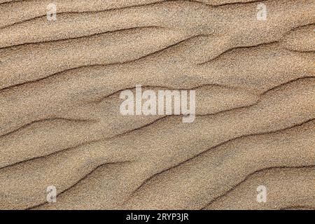 A full frame photograph looking down at natural patterns in the sand Stock Photo