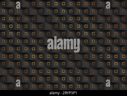 Black abstract mosaic background with golden squares. Vector design Stock Vector