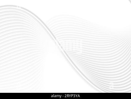 Refracted grey white curved waves abstract elegant background. Vector wavy design Stock Vector