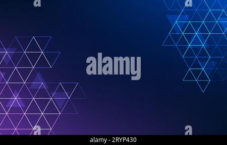 Abstract technology background uses geometric shapes to form an interesting triangle. The concept of signal transmission over high-speed internet netw Stock Vector