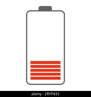 Low battery icon. Vector technology and electricity illustration isolated on white background. Charge symbol, saving energy concept for mobile app des Stock Vector