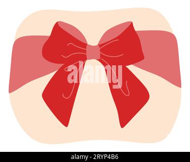 Vector cartoon style gift wrapped in craft paper beige color and tied with a red Ribbon. The packaging is decorated with a bow. Festive, Birthday and Stock Vector