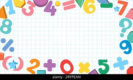 Math Border on Purple Background with Number and Math Objects ...