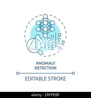 2D blue thin linear icon anomaly detection concept Stock Vector