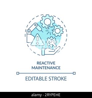 2D blue thin linear icon reactive maintenance concept Stock Vector