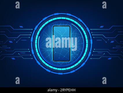 Smartphone technology placed on technology circle It is a vector mobile phone that represents mobile technology that helps with communication.work ent Stock Vector
