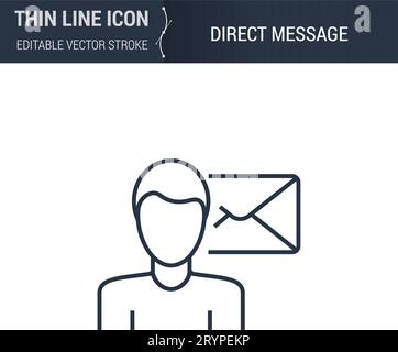 Symbol of Direct Message Thin Line Icon of Advertising Media. Stroke Pictogram Graphic Suitable for Infographics. Editable Vector Stroke. Premium Mono Stock Vector