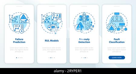 Blue walkthrough predictive maintenance with line icons Stock Vector
