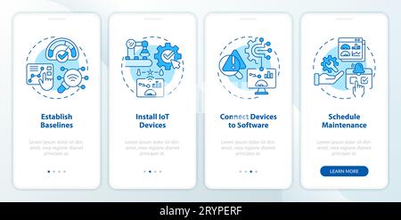 Walkthrough predictive maintenance with blue linear icons Stock Vector