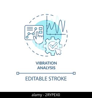 2D blue thin linear icon vibration analysis concept Stock Vector