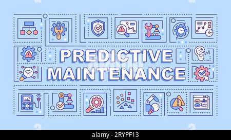 Predictive maintenance text with colorful thin line icons Stock Vector