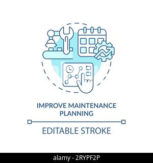 2D thin linear icon improve maintenance planning concept Stock Vector