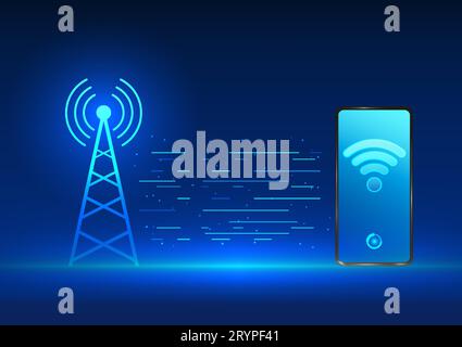 Transmission tower technology It is a technology that emits signals into mobile phones. used for communication and internet access Vector illustration Stock Vector