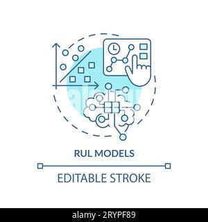 2D blue thin linear icon RUL models concept Stock Vector