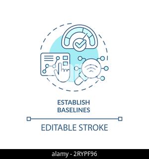 2D blue thin linear icon establish baselines concept Stock Vector