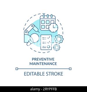 2D blue thin linear icon preventive maintenance concept Stock Vector