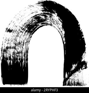 Textured brush strokes with ink splatters, grunge calligraphy effects. Paintbrush lines. Flat vector illustration isolated on white background. Stock Vector