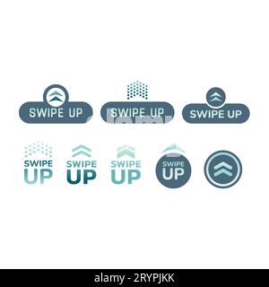 Swipe up vector colorful icon set. Swipe arrow and arrows button icons. Stock Vector
