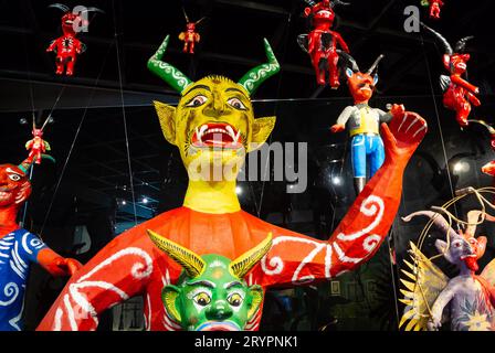 Mexico City, CDMX, Mexico, Figurines of red devils at Museo de Arte Popular( in english, Museum of Popular Art. Editorial only. Stock Photo