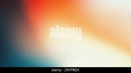 Orange white blue teal blurred vibrant gradient background, grainy texture effect, poster banner landing page backdrop design Stock Photo