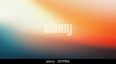 Vibrant grainy gradient background orange white blue teal blurred noise texture header poster banner landing page backdrop desig Stock Photo