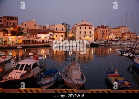 Sardinian harbor and Coastal village Stock Photo