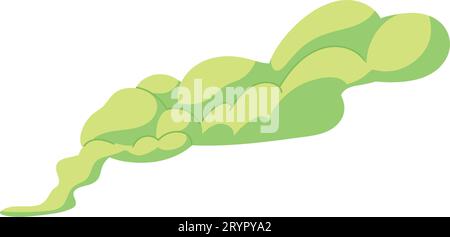 Cartoon bad smell toxic clouds. Bad smell toxic clouds. Smelling smoke. Green stink aroma and stinky smoke cartoon. Isolated vector illustration Stock Vector