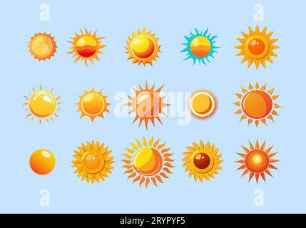 Set of Sun Illustrations Stock Vector