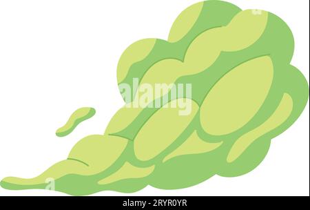 Cartoon bad smell toxic clouds. Bad smell toxic clouds. Smelling smoke. Green stink aroma and stinky smoke cartoon. Isolated vector illustration Stock Vector