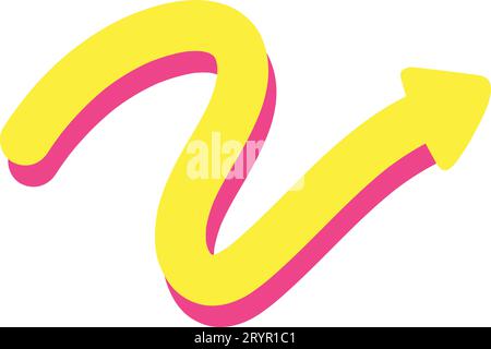 Doodle spiral arrows icon. Design quirky twist zigzag line, spring coil ...