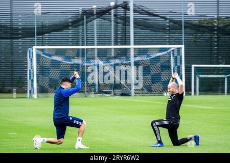 Copenhagen, Denmark. 02nd Oct, 2023. Kevin Dicks. FC Copenhagen train at Frederiksberg, Monday 2 October 2023. The team will meet Bayern Munich in the Champions League on Tuesday in a match played at Parken, Copenhagen. (Photo: Martin Sylvest/2023) Credit: Ritzau/Alamy Live News Stock Photo