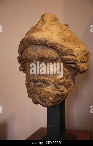 Head of Mars. Late 1st-early 2nd century A.D. Marble. Barracco Museum of Antique Sculpture. Rome. Italy. Stock Photo