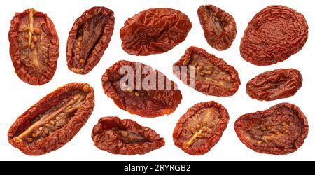 Canned sun dried tomatoes in oil isolated on white background Stock Photo