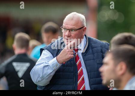 Close up of Steve Evans on touchline during game whilst manager of Stevenage FC Stock Photo