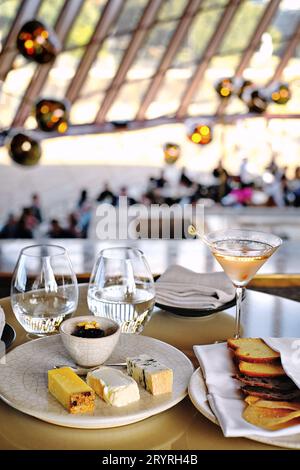 Interior view - Cheese plater in the bar - Fine Dining at Bennelong Restaurant, Sydney opera House Stock Photo