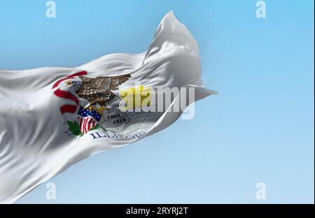 Illinois state flag waving in the wind Stock Photo