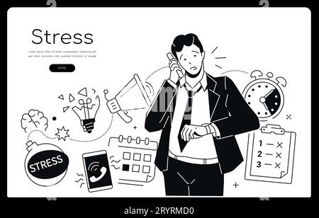 Stress at work - modern line design style banner Stock Vector