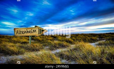 Signposts the direct way to Nursing Home Stock Photo