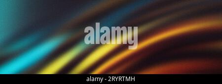 Dark grainy background green teal blue brown yellow bronze black abstract banner glowing color flow noise texture copy space Stock Photo