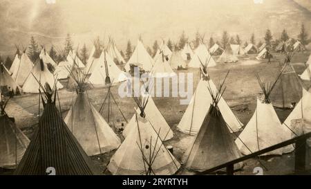 American Indian Teepees early 1900s, Native American Teepees Stock Photo